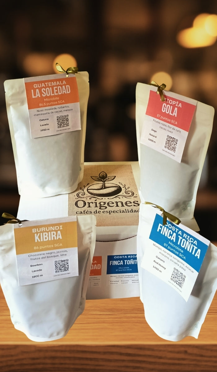 Pack café degustación | Café de especialidad 100% Arábica | Cuatro orígenes | Tueste natural artesanal