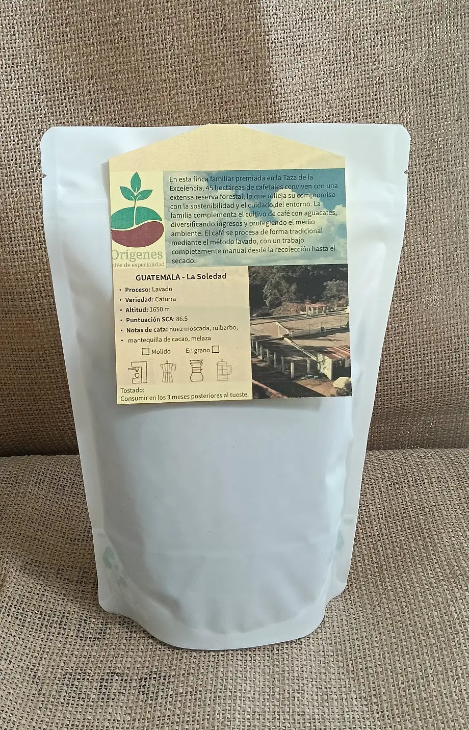 Un paquete de café de Guatemala La Soledad