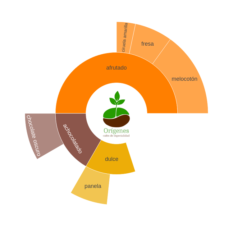 Rueda de sabores del café Colombia Huila Pitalito