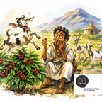 Dibujo de Kaldi con sus cabras